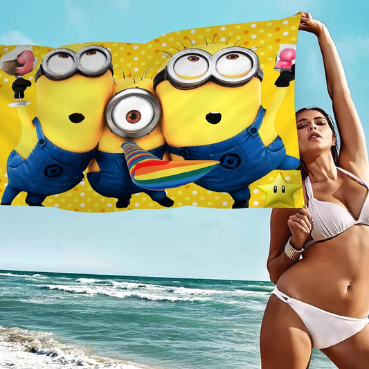 Kawaii Minions Cartoon Beach Towel – Microfiber Summer Pool Towel