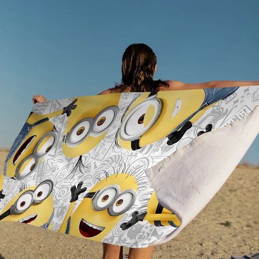 Kawaii Minions Cartoon Beach Towel – Microfiber Summer Pool Towel
