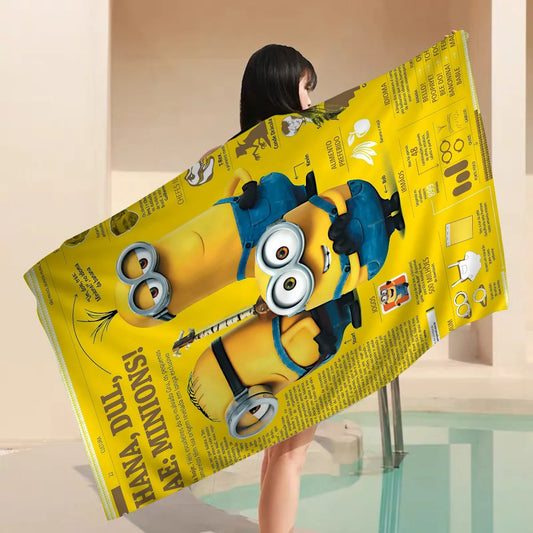 Minions Movie Beach Towel – Colorful Microfiber Bath Towel for Girls