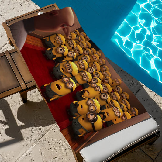 Minions Cartoon Pool &amp; Beach Towel - Quick Dry & Portable