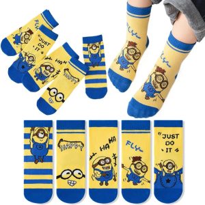5 Pairs Minions Cotton Short Socks