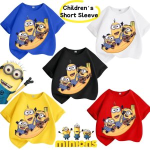 Minions Kids T-Shirt – Kawaii Cartoon Cotton Tee for Boys & Girls