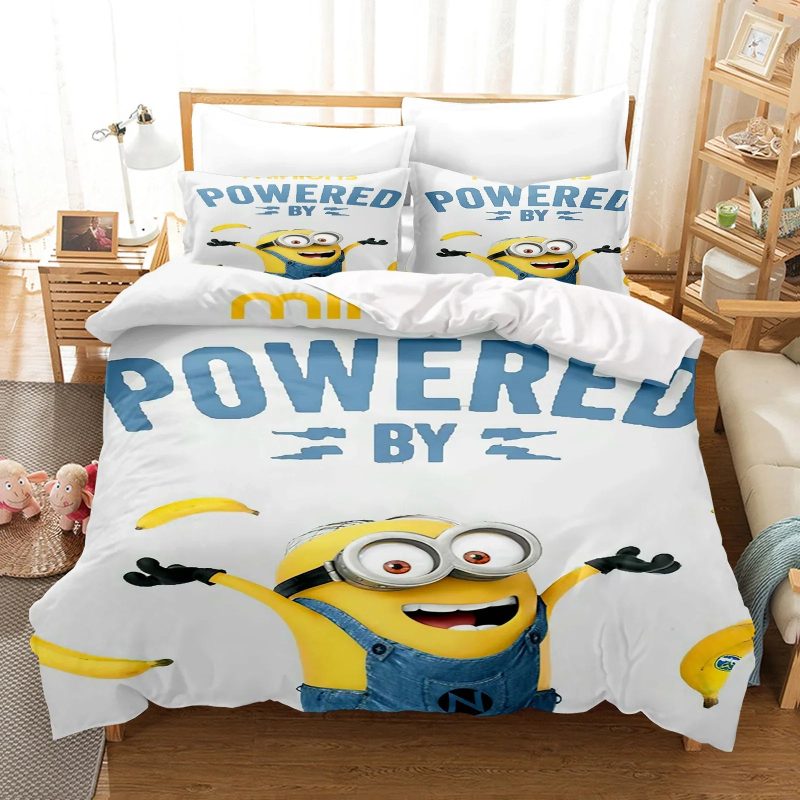 Minions Duvet Cover Set – 3-Piece Cartoon Bedding for Kids (Twin Size) - Image 2