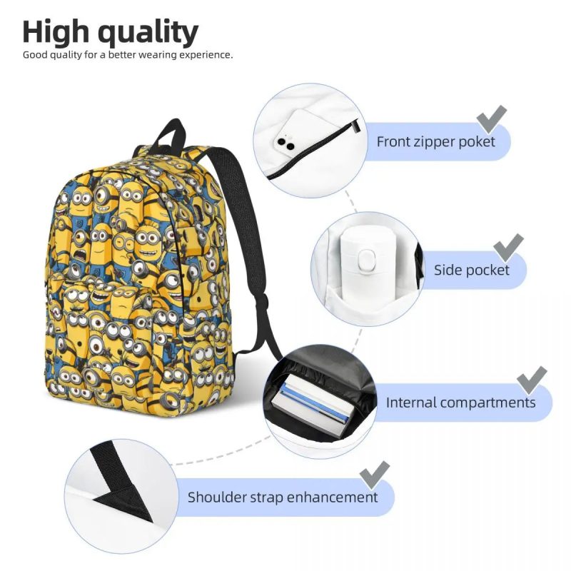 Kawaii Minions Teen Backpack - Despicable Me Cartoon Daypack - Image 3